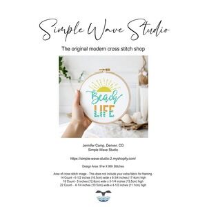 Beachy Beach Life Quote Counted Cross Stitch‎ Kit